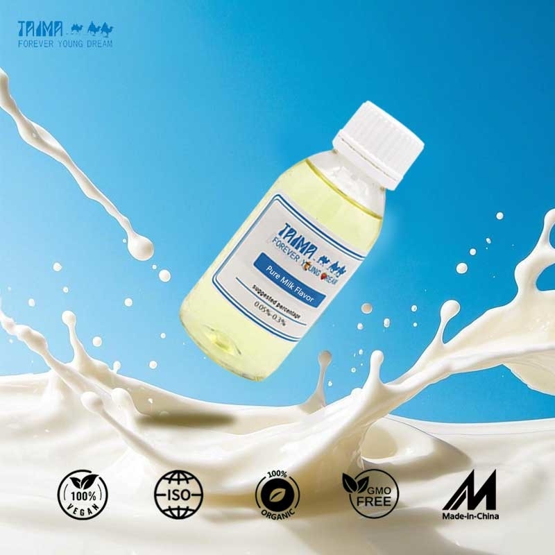 Essenza commestibile al gusto di latte puro per bevande e latticini, grado USP, in forma liquida e in polvere